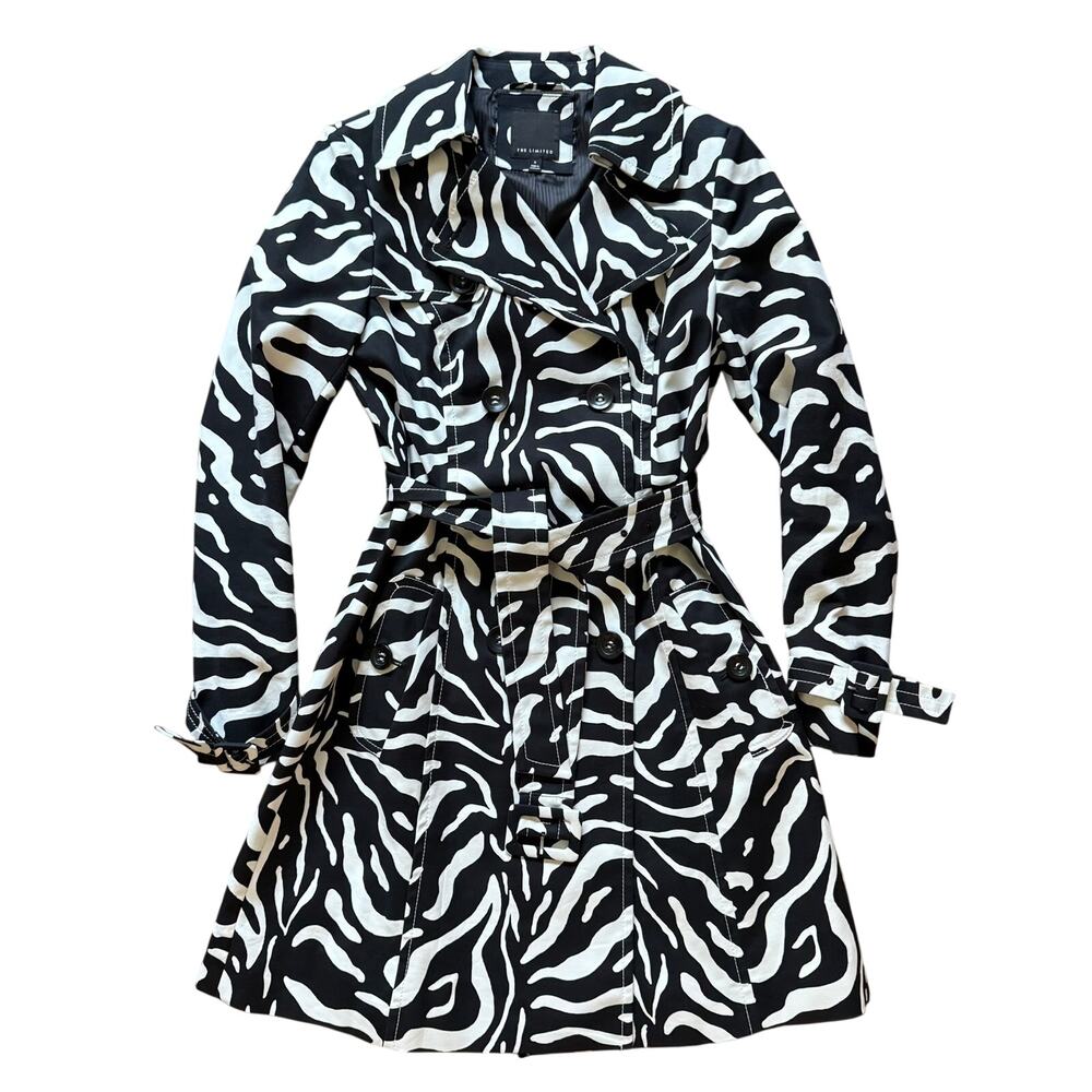 The Limited Zebra Print Trench Coat Women’s Small Belted Cotton Blend